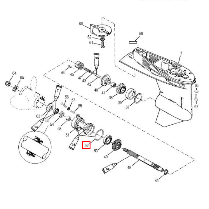 Кольцо уплотнительное редуктора Mercury 40/50/60 EFI 4-такта (25-815460) Mercury